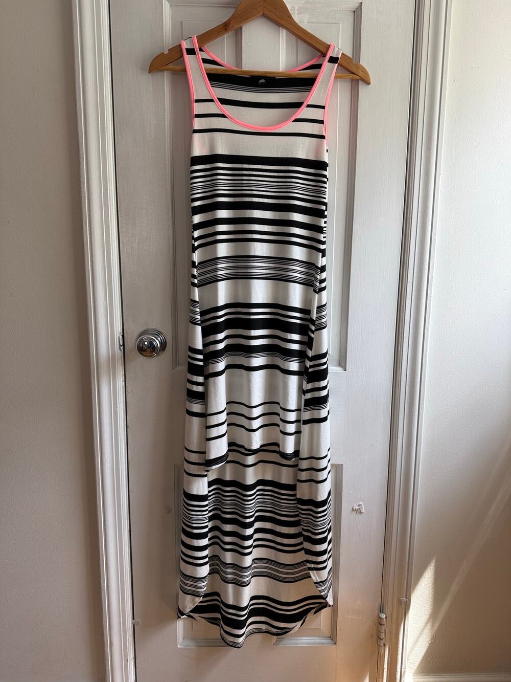 Aqua White & Orange Striped Crew Neck Tank Midi Dress - Size XS